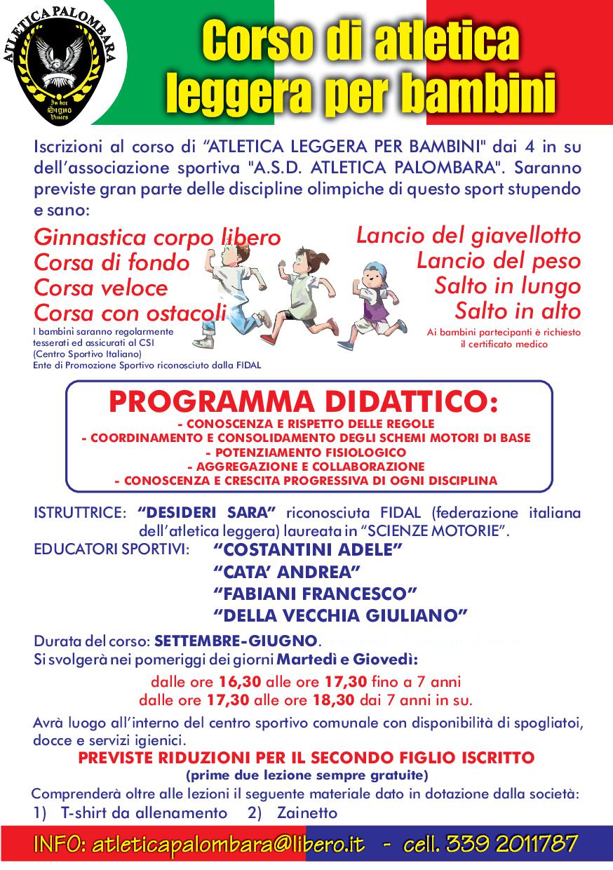 corsi estivi atletica leggera bambini